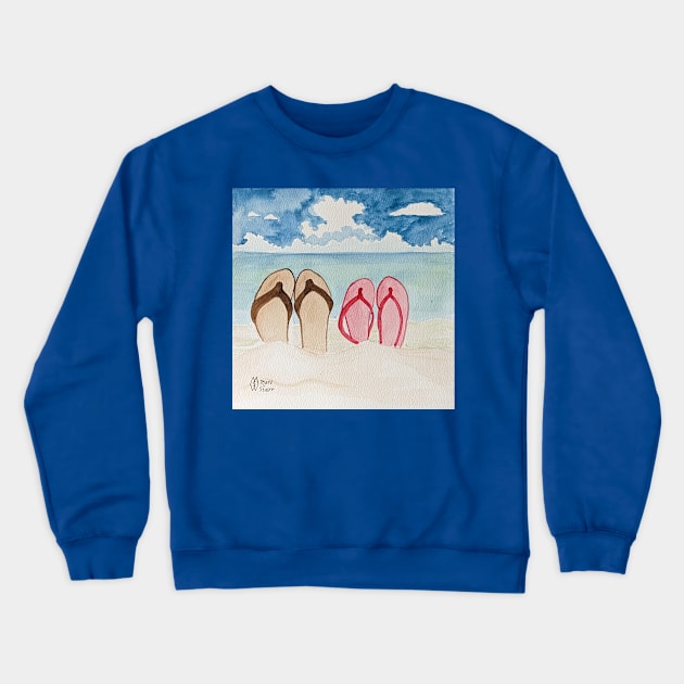 Flip flops off at the beach Crewneck Sweatshirt by Matt Starr Fine Art